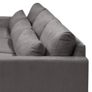 Hoekbank Dailman met chaise longue Corduroy Lola: Grijs - Longchair vooraanzicht links