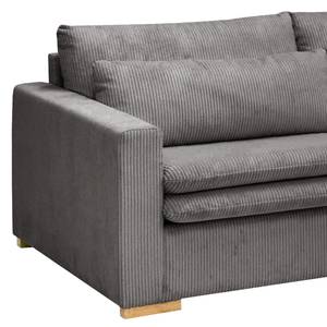 Hoekbank Dailman met chaise longue Corduroy Lola: Grijs - Longchair vooraanzicht rechts