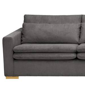 Hoekbank Dailman met chaise longue Corduroy Lola: Grijs - Longchair vooraanzicht rechts