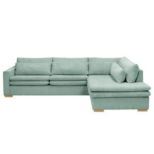 Ecksofa Dailman mit Ottomane Cordstoff Lola: Babyblau - Ottomane davorstehend rechts