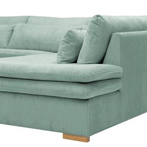 Ecksofa Dailman mit Ottomane Cordstoff Lola: Babyblau - Ottomane davorstehend rechts