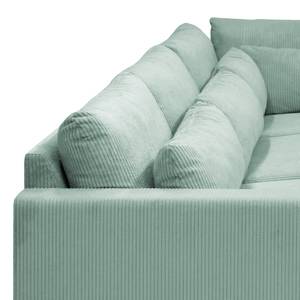 Ecksofa Dailman mit Ottomane Cordstoff Lola: Babyblau - Ottomane davorstehend rechts