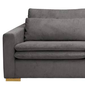 Ecksofa Dailman mit Ottomane Cordstoff Lola: Grau - Ottomane davorstehend rechts