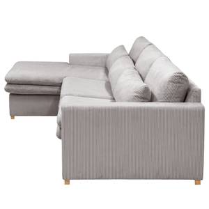 Hoekbank Dailman met chaise longue Corduroy Lola: Lichtgrijs - Longchair vooraanzicht links