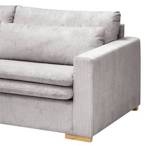 Hoekbank Dailman met chaise longue Corduroy Lola: Lichtgrijs - Longchair vooraanzicht links