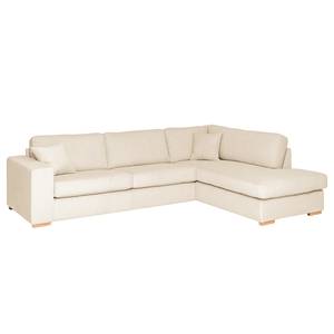 Ecksofa Madras mit Ottomane Cordstoff Lola: Creme - Ottomane davorstehend rechts