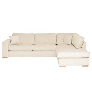 Ecksofa Madras mit Ottomane Cordstoff Lola: Creme - Ottomane davorstehend rechts