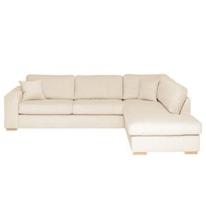 Ecksofa Madras mit Ottomane Cordstoff Lola: Creme - Ottomane davorstehend rechts