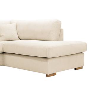 Ecksofa Madras mit Ottomane Cordstoff Lola: Creme - Ottomane davorstehend rechts