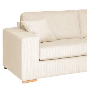 Ecksofa Madras mit Ottomane Cordstoff Lola: Creme - Ottomane davorstehend rechts