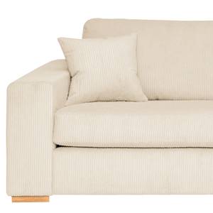 Ecksofa Madras mit Ottomane Cordstoff Lola: Creme - Ottomane davorstehend rechts