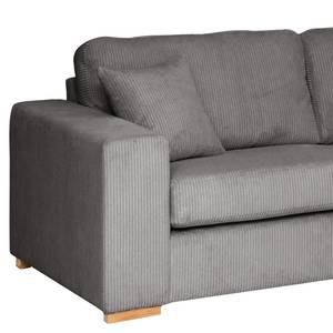 Hoekbank Madras met chaise longue Corduroy Lola: Grijs - Longchair vooraanzicht rechts