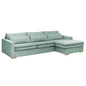 Hoekbank Dailman met chaise longue Corduroy Lola: Lichtblauw - Longchair vooraanzicht rechts