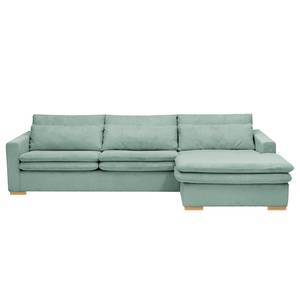 Hoekbank Dailman met chaise longue Corduroy Lola: Lichtblauw - Longchair vooraanzicht rechts