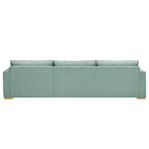 Ecksofa Dailman mit Longchair Cordstoff Lola: Babyblau - Longchair davorstehend rechts