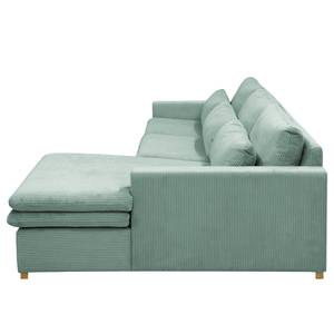 Hoekbank Dailman met chaise longue Corduroy Lola: Lichtblauw - Longchair vooraanzicht rechts