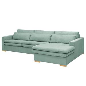 Ecksofa Dailman mit Longchair Cordstoff Lola: Babyblau - Longchair davorstehend rechts