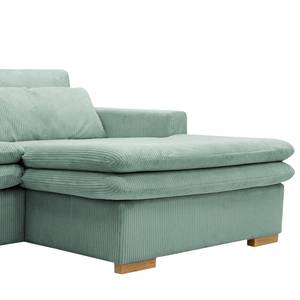 Ecksofa Dailman mit Longchair Cordstoff Lola: Babyblau - Longchair davorstehend rechts