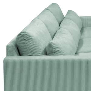 Ecksofa Dailman mit Longchair Cordstoff Lola: Babyblau - Longchair davorstehend rechts