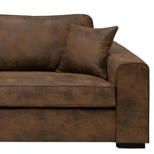 Hoekbank Madras met chaise longue Microvezel Goda: Chocoladebruin - Longchair vooraanzicht links