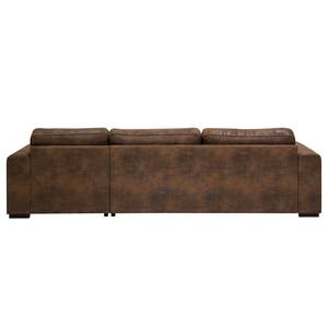 Hoekbank Madras met chaise longue Microvezel Goda: Chocoladebruin - Longchair vooraanzicht rechts