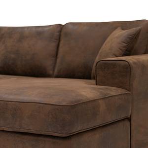 Ecksofa Madras mit Longchair Microfaser Goda: Schokoladenbraun - Longchair davorstehend rechts