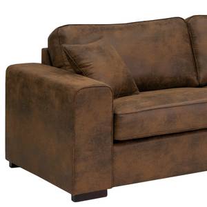 Hoekbank Madras met chaise longue Microvezel Goda: Chocoladebruin - Longchair vooraanzicht rechts