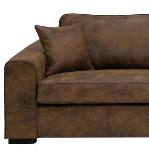 Hoekbank Madras met chaise longue Microvezel Goda: Chocoladebruin - Longchair vooraanzicht rechts