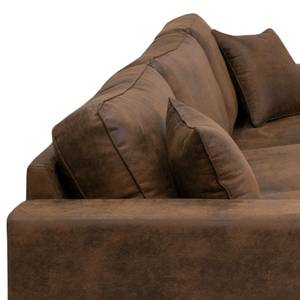 Hoekbank Madras met chaise longue Microvezel Goda: Chocoladebruin - Longchair vooraanzicht rechts