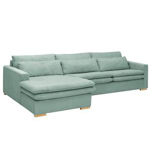 Ecksofa Dailman mit Longchair Cordstoff Lola: Babyblau - Longchair davorstehend links