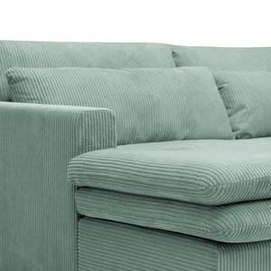 Ecksofa Dailman mit Longchair Cordstoff Lola: Babyblau - Longchair davorstehend links