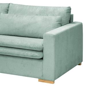 Ecksofa Dailman mit Longchair Cordstoff Lola: Babyblau - Longchair davorstehend links