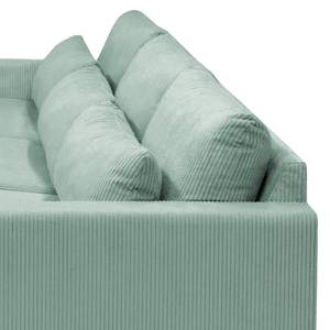 Hoekbank Dailman met chaise longue Corduroy Lola: Lichtblauw - Longchair vooraanzicht links