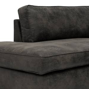 Ecksofa Madras mit Ottomane Microfaser Goda: Anthrazit - Ottomane davorstehend links