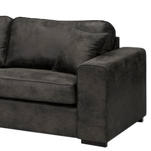 Ecksofa Madras mit Ottomane Microfaser Goda: Anthrazit - Ottomane davorstehend links