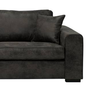 Ecksofa Madras mit Ottomane Microfaser Goda: Anthrazit - Ottomane davorstehend links