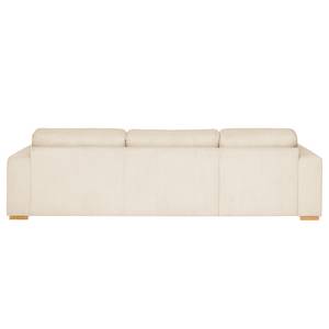 Hoekbank Madras met chaise longue Corduroy Lola: Crèmekleurig - Longchair vooraanzicht links