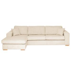 Ecksofa Madras mit Longchair Cordstoff Lola: Creme - Longchair davorstehend links