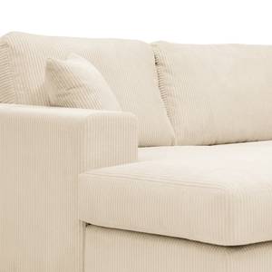 Ecksofa Madras mit Longchair Cordstoff Lola: Creme - Longchair davorstehend links