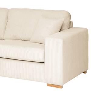 Ecksofa Madras mit Longchair Cordstoff Lola: Creme - Longchair davorstehend links