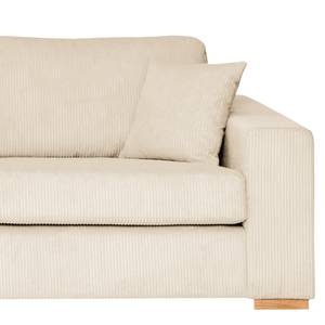 Hoekbank Madras met chaise longue Corduroy Lola: Crèmekleurig - Longchair vooraanzicht links