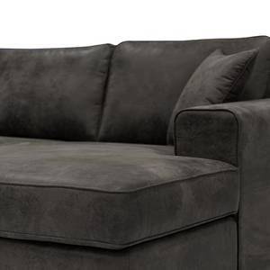 Ecksofa Madras mit Longchair Microfaser Goda: Anthrazit - Longchair davorstehend rechts