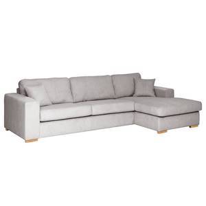 Hoekbank Madras met chaise longue Corduroy Lola: Lichtgrijs - Longchair vooraanzicht rechts