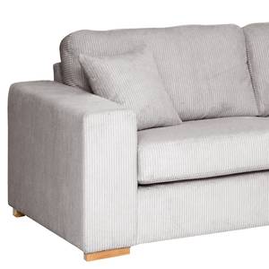 Hoekbank Madras met chaise longue Corduroy Lola: Lichtgrijs - Longchair vooraanzicht rechts