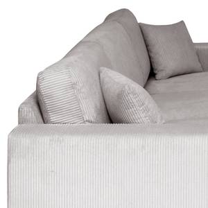 Hoekbank Madras met chaise longue Corduroy Lola: Lichtgrijs - Longchair vooraanzicht rechts