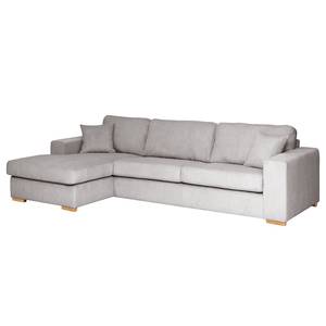 Hoekbank Madras met chaise longue Corduroy Lola: Lichtgrijs - Longchair vooraanzicht links