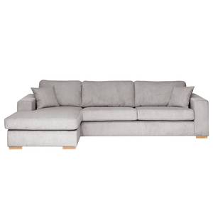 Hoekbank Madras met chaise longue Corduroy Lola: Lichtgrijs - Longchair vooraanzicht links