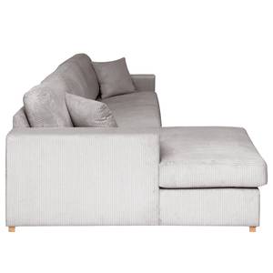 Hoekbank Madras met chaise longue Corduroy Lola: Lichtgrijs - Longchair vooraanzicht links