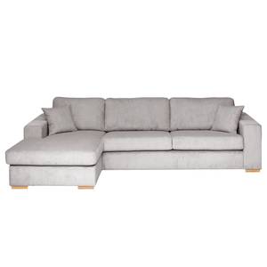 Hoekbank Madras met chaise longue Corduroy Lola: Lichtgrijs - Longchair vooraanzicht links