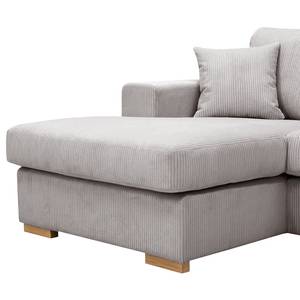 Hoekbank Madras met chaise longue Corduroy Lola: Lichtgrijs - Longchair vooraanzicht links